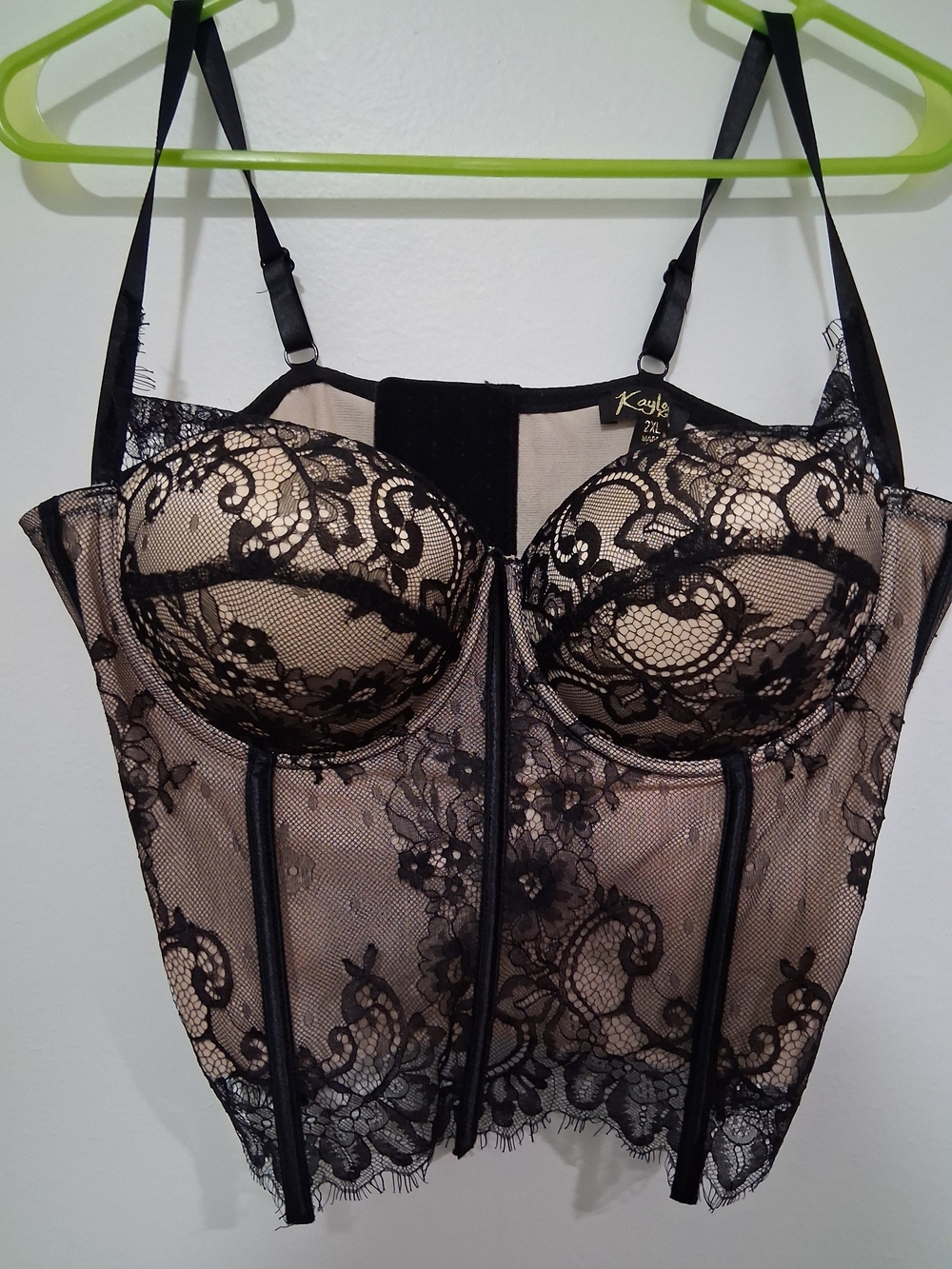 Kayla Black Lace Longline Bustier Crop Top
